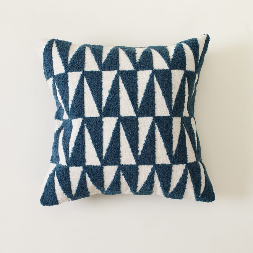 Prussian Blue Geometric Cushion